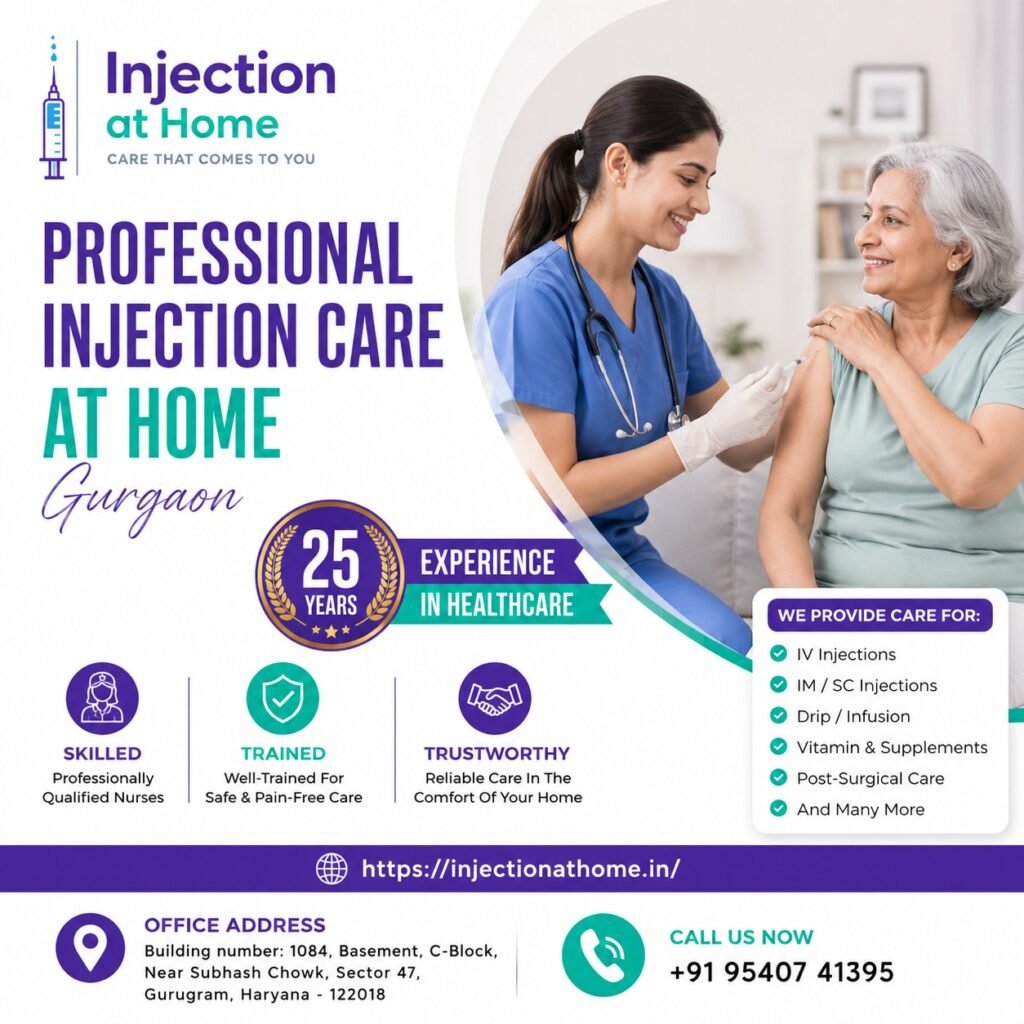professional injection care at home in gurgaon