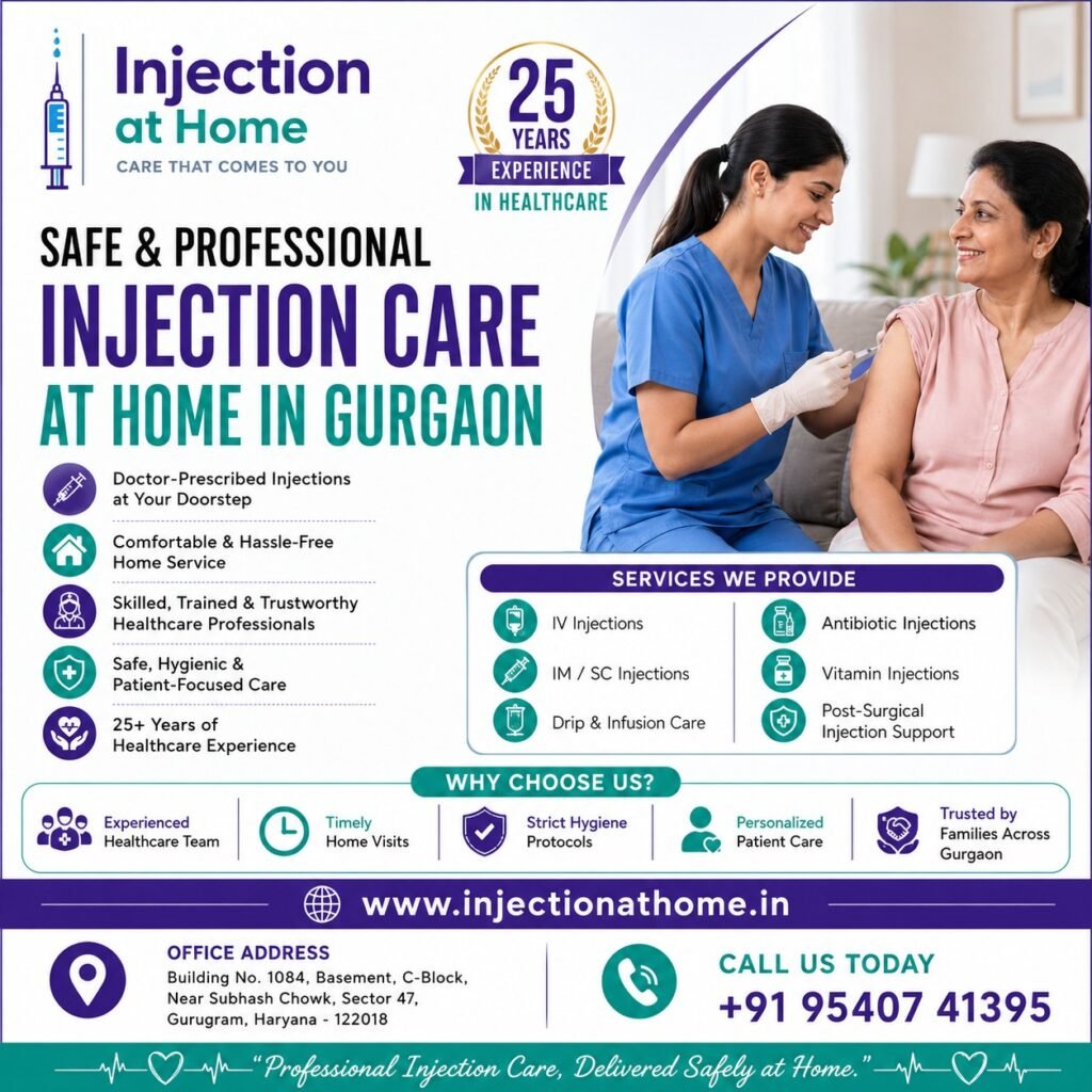 safe and professional injection care at home in gurgaon